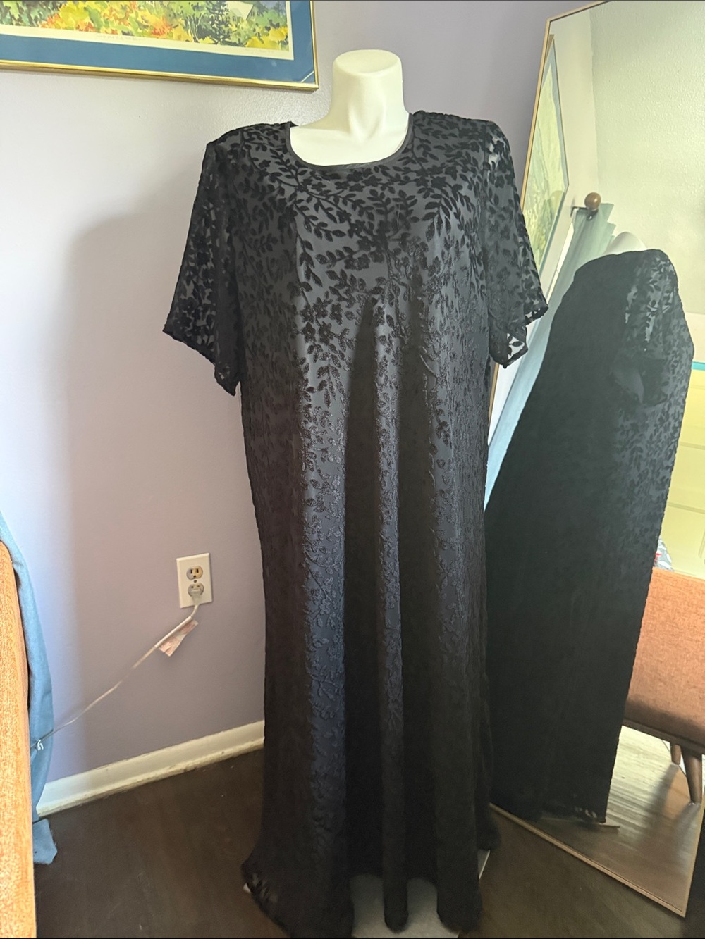 Lane Bryant Black Velvet Burnout Maxi Dress